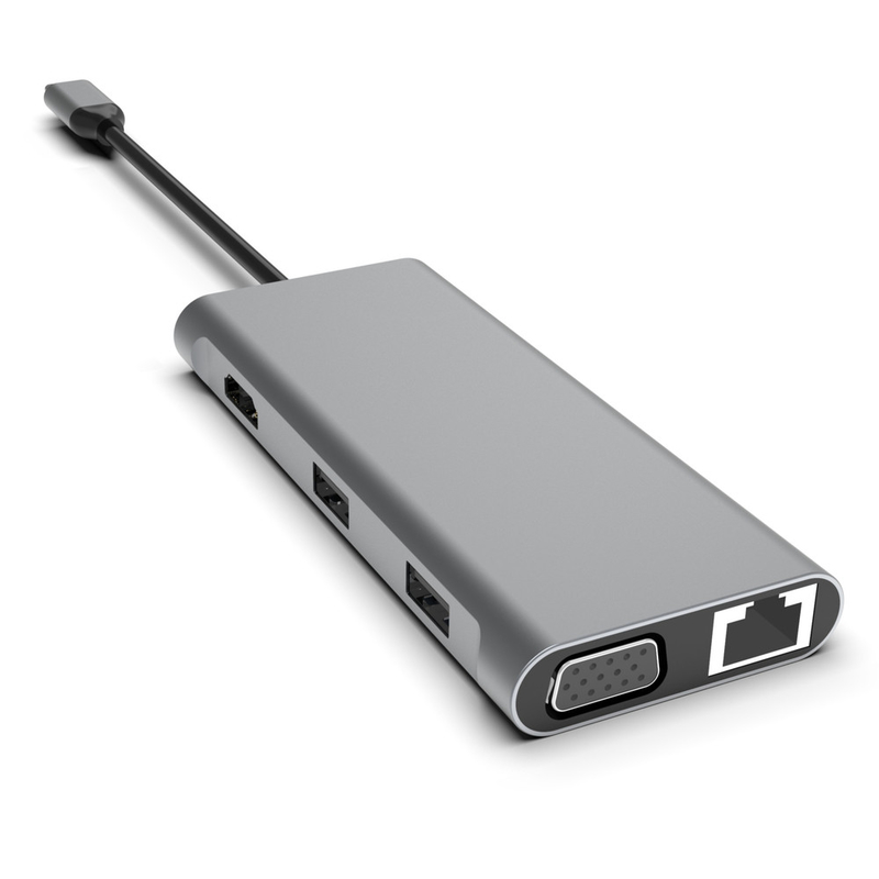 11-em-1 USB-C Hub com HDMI duplo USB 3.0 Ethernet 3.5mm Áudio para laptop Macbook