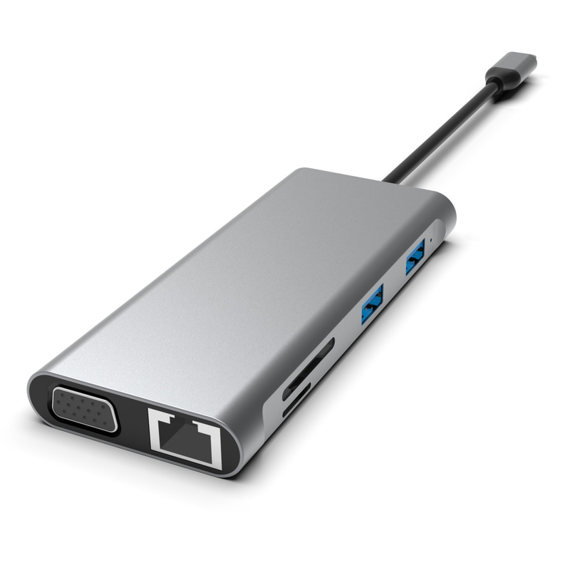 11-em-1 USB-C Hub com HDMI duplo USB 3.0 Ethernet 3.5mm Áudio para laptop Macbook