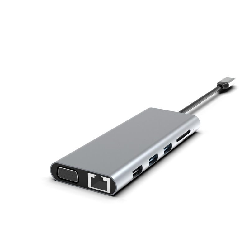 9 em 1 100W USB C Hub 4k 60hz Hdmi Card Reader PD USB 3.0/2.0 Gigabit Ethernet USB C Dock