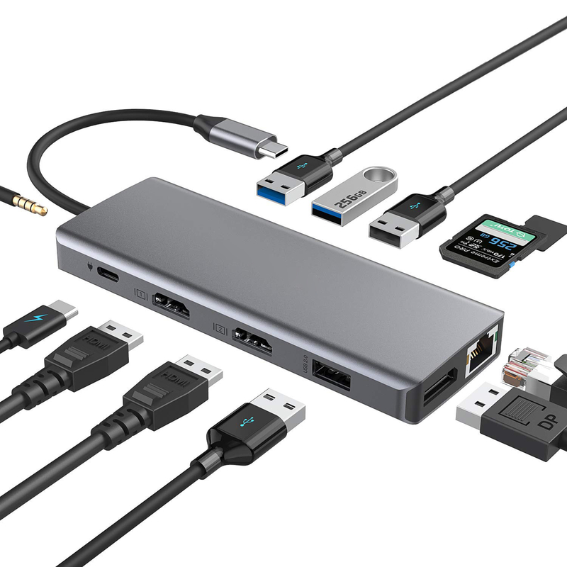 Adaptador multiporte USB portátil C hub com HDMI 3.5mm Audio Jack para MacBook Pro