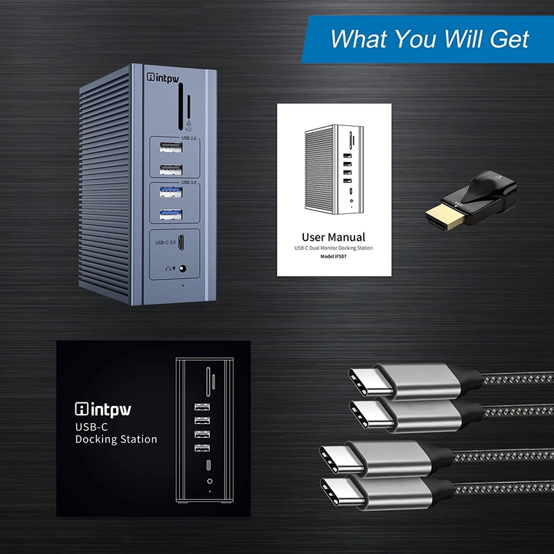 16 em 1 Gigabit Ethernet Docking Station HDMI USB C 4K Video Output Display Link