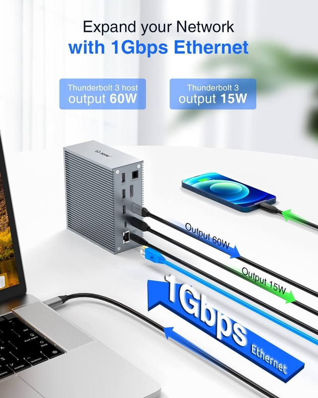 Usb C Dock HDMI 4k 60hz 16 em 1 Docking Station Plug and Play Conveniência Cor Prateada