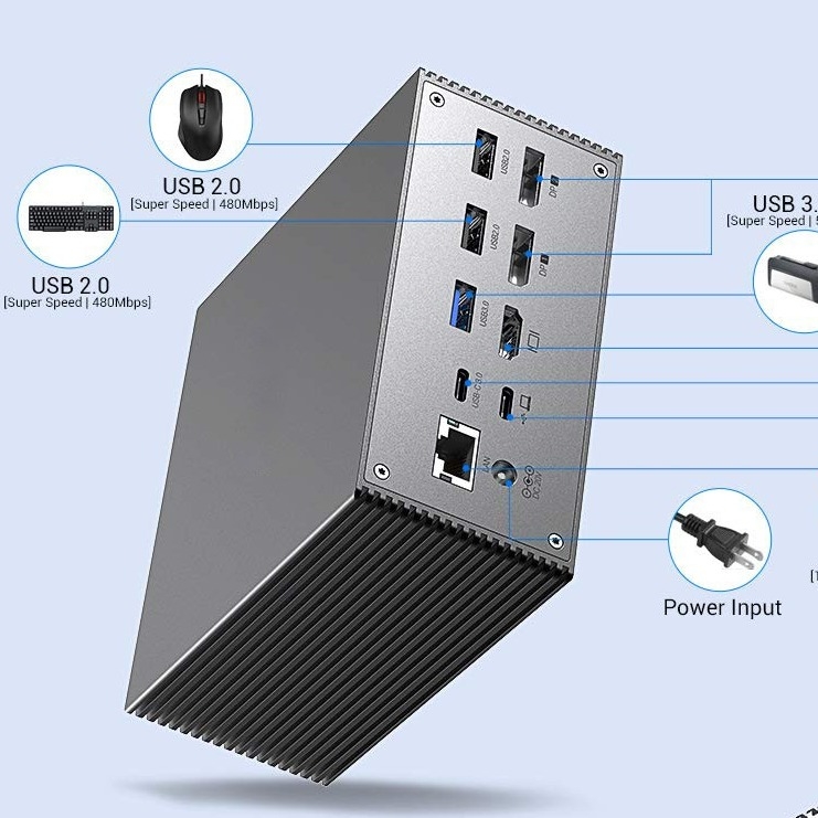 Estação de acoplagem USB C com dissipação de calor inteligente Resolução 4K Espaço de saída de vídeo HDMI
