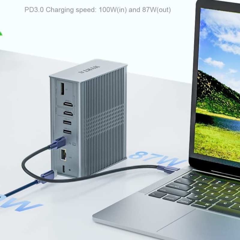 18 em 1 Thunderbolt USB C Docking Station Multi Usb Hub DisplayLink 4K HDMI