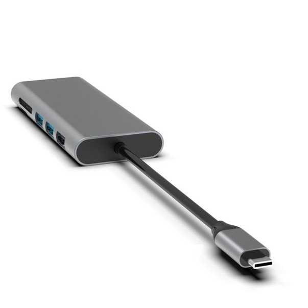 Hub USB-C 10 em 1 prateado com HDMI USB 3.0 Ethernet 3.5mm Jack de áudio para PC e laptop