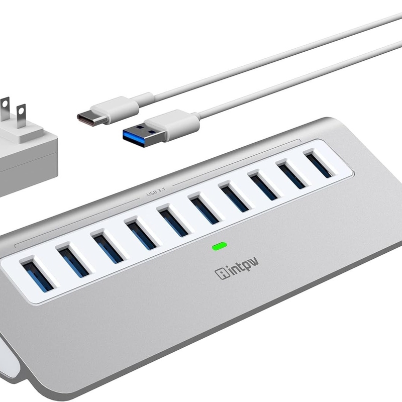 7-In-1 USB-A Hub com DC JACKI USB 3.0 Tipo A 10Gbps para laptop e PC