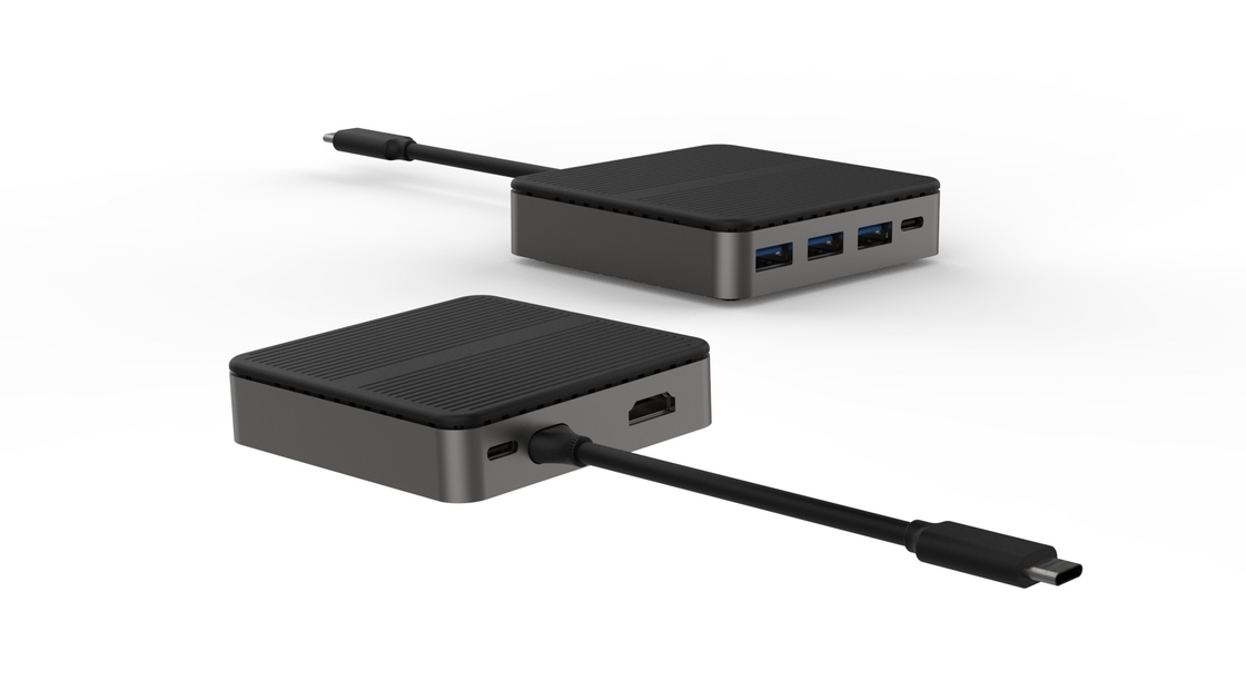 Quadrado 6 em 1 Dual HD 4K Tipo C Docks com RJ45 PD 100W SD TF 3xUSB 3.0 Docking Hdmi Hub Usb C A