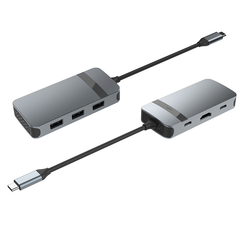 Adaptador HDMI Ethernet Usb C Cinza USB A Hub com USB C 5Gbps velocidade de transferência de dados
