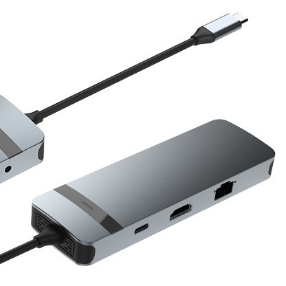 Estação de acoplamento USB-C Hub 9-em-1 com 4K HDMI 100W PD USB 3.0 Card Reader Audio para MacBook
