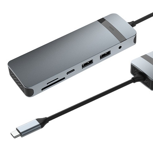 Estação de acoplamento USB-C Hub 9-em-1 com 4K HDMI 100W PD USB 3.0 Card Reader Audio para MacBook