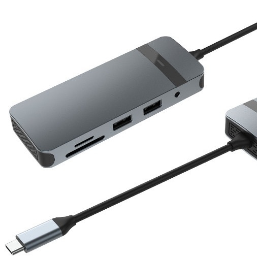 8 em 1 Docking Station USB C Hub Plug and Play com 4K HDMI RJ45 para laptops mackbook