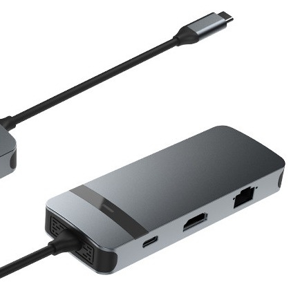 8 em 1 Docking Station USB C Hub Plug and Play com 4K HDMI RJ45 para laptops mackbook