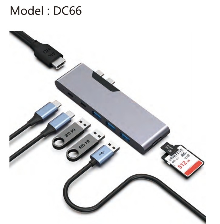 7-In-2 Usb C Multiport Hub Adaptador HDMI USB 3.0 SD TF Card Reader Para MacBook Pro