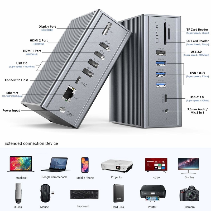 16 em 1 USB C Thunderbolt 3 Estação de acoplagem para Macbook PC Laptop