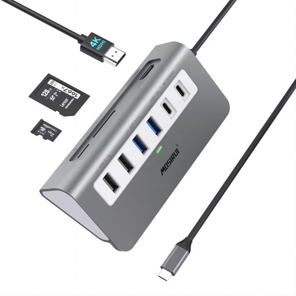 Estação de acoplagem USB C HUB 9 IN 1 com leitora de cartão USB 3.0 HDMI para computadores portáteis