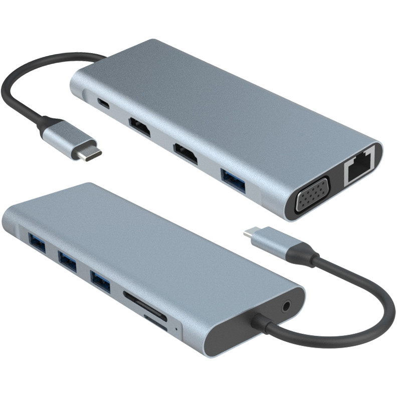 Adaptador multifuncional do hub USB tipo C de 11 em 1 para laptop e telefone celular