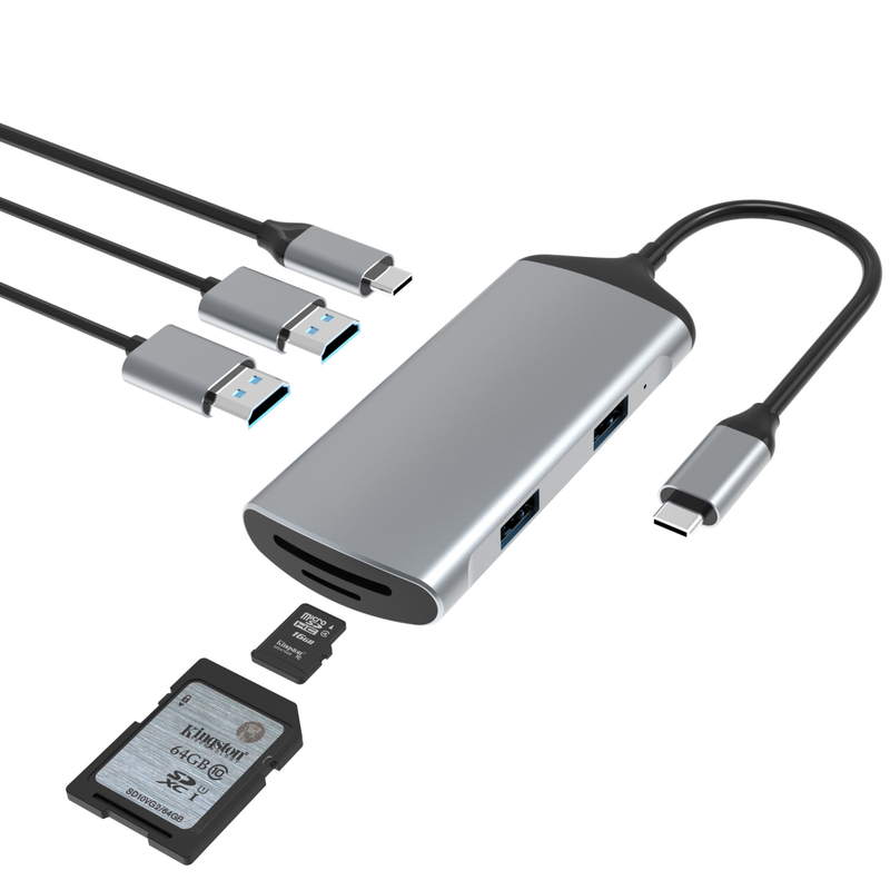 Estação de acoplagem 7 em 2 Usb C Thunderbolt Hub HDMI 4K Card Reader Para Macbook Pro