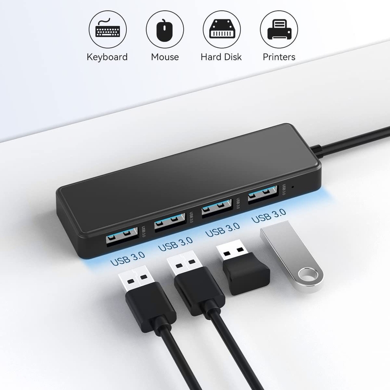 Laptop USB A Hub Tipo C Compatibilidade Hub preto cinza 5Gbps Transferência de dados Longo comprimento de cabo Fornecimento de energia