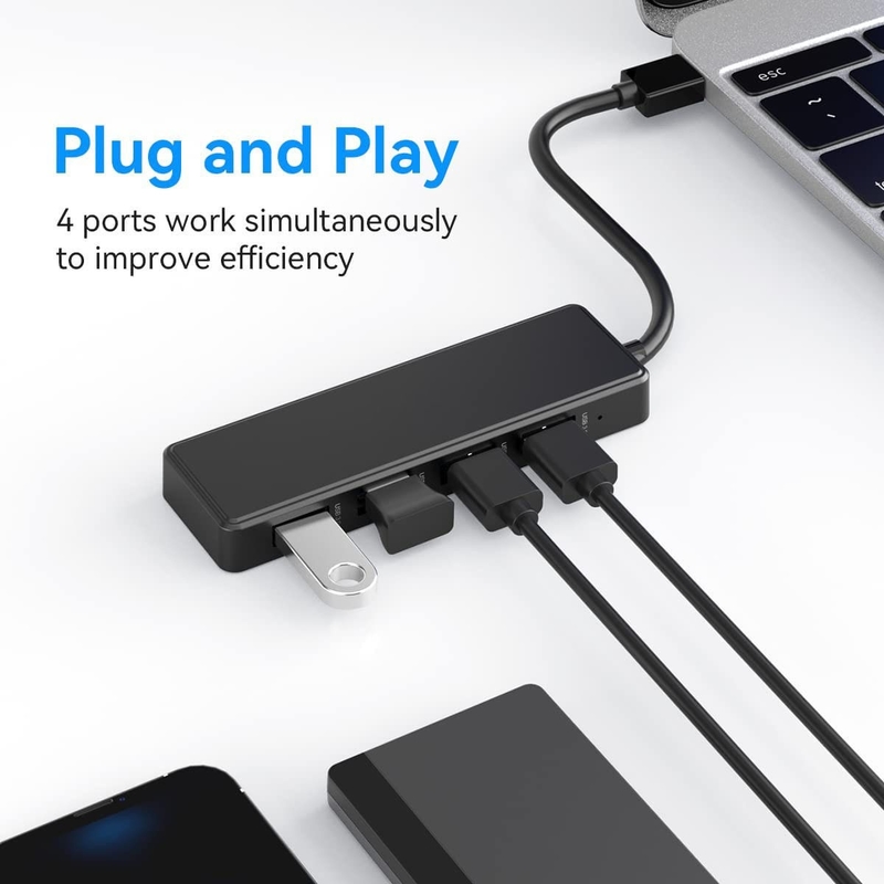 Laptop USB A Hub Tipo C Compatibilidade Hub preto cinza 5Gbps Transferência de dados Longo comprimento de cabo Fornecimento de energia