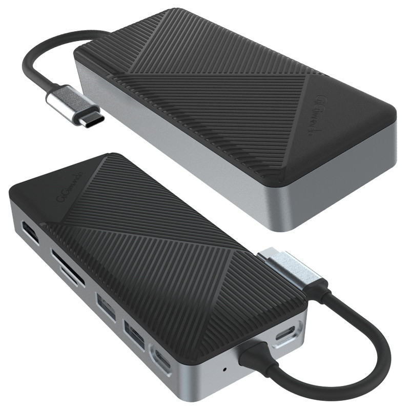 Estação de acoplamento USB C Displaylink com 10 Gbps USB 3.2 Gen2 M.2 NVMe/SATA SSD Reader