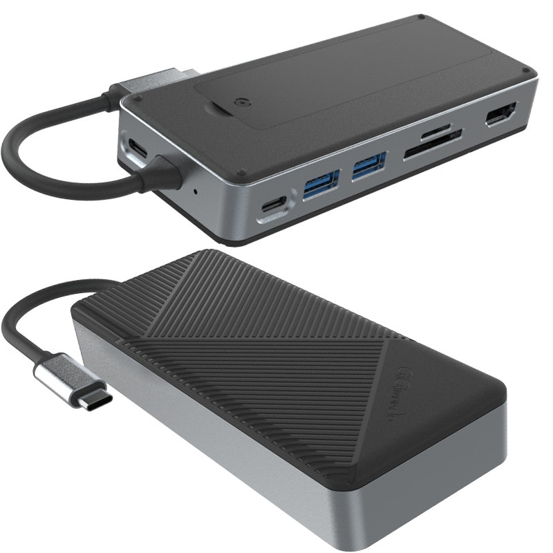 8-em-1 duplo USB C Docking Station hub Instala M.2 NVMe/SATA SSD com diaplaylink e ventiladores de resfriamento
