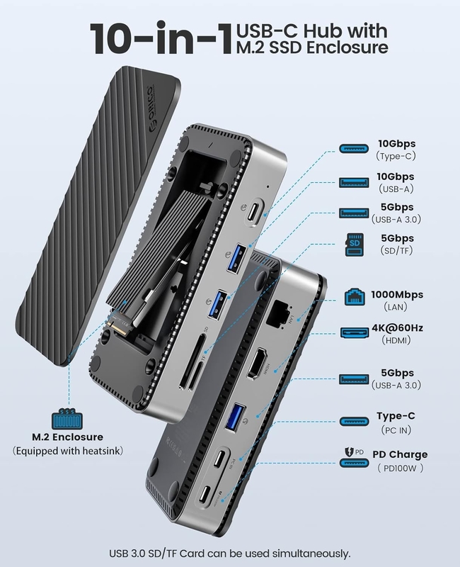 Carregamento rápido 16 em 1 Adaptador USB C para Telefone Móvel Laptop Notebook 4K HDMI RJ45 PD
