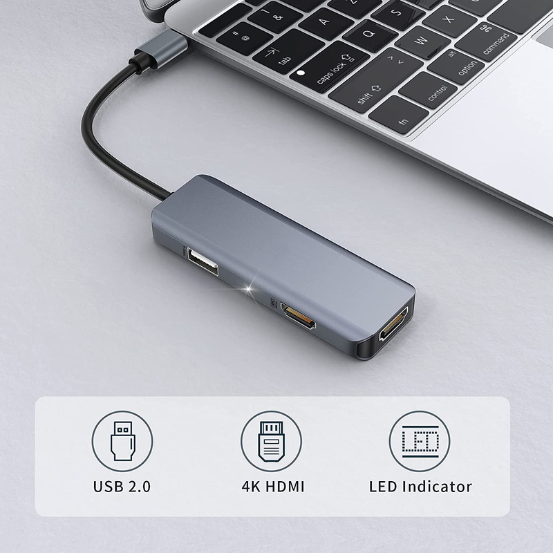 3 em 1 USB Hub Adaptador HDMI Usb C para Usb 2.0 Adaptador Slim Dock para Mac