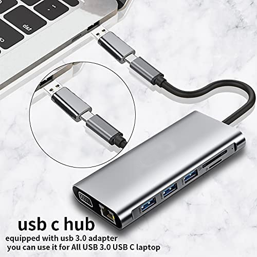 12 em 1 Dual Hdmi Usb C Hub USB C Docking Station Adaptador VGA Ethernet 100W PD