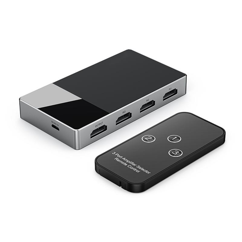 Black Grey HDMI 4k Switch Splitter 3 em 1 Out HDMI Switch Suporte remoto 3D 4K 1080P