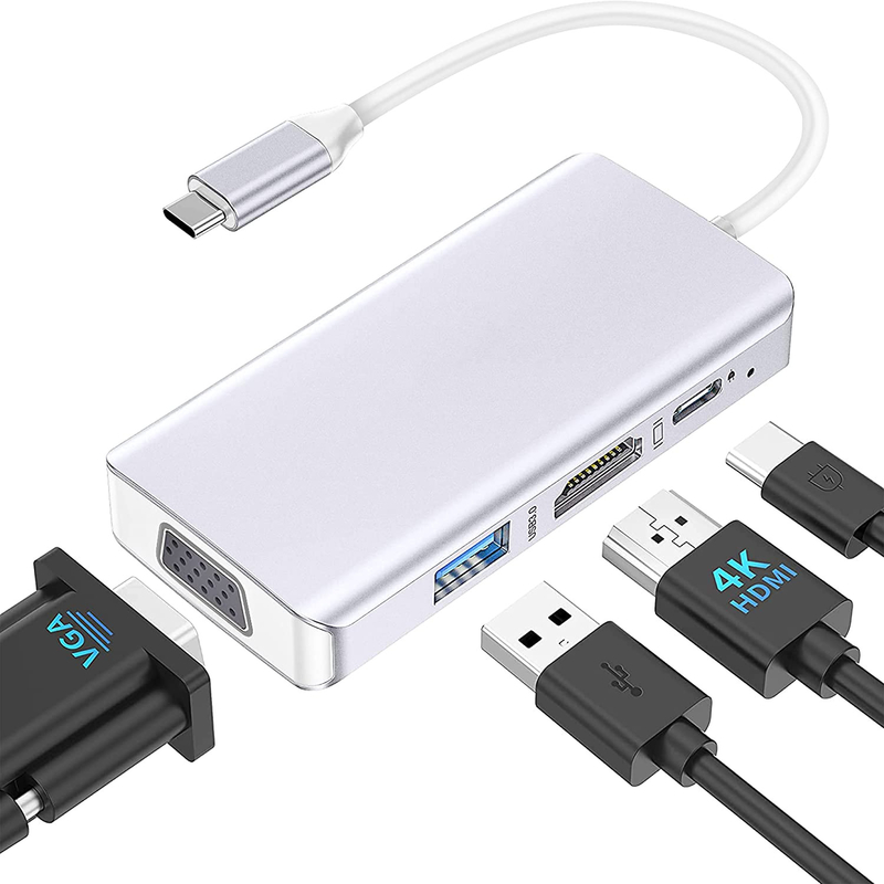 Estação de Docking Hub USB C Branco Dual Monitor para Adaptador de Transferência de Dados Tripla 4K 60hz