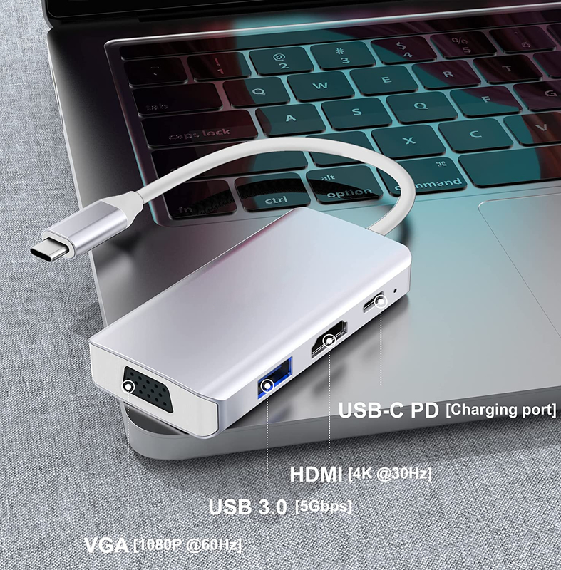 Estação de Docking Hub USB C Branco Dual Monitor para Adaptador de Transferência de Dados Tripla 4K 60hz