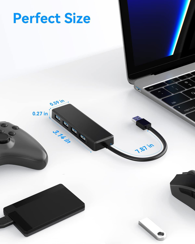 4 portas USB C Hub Adaptador USB 3.0 Hub Ultra Slim Hub de dados portátil Transferência de dados aplicável