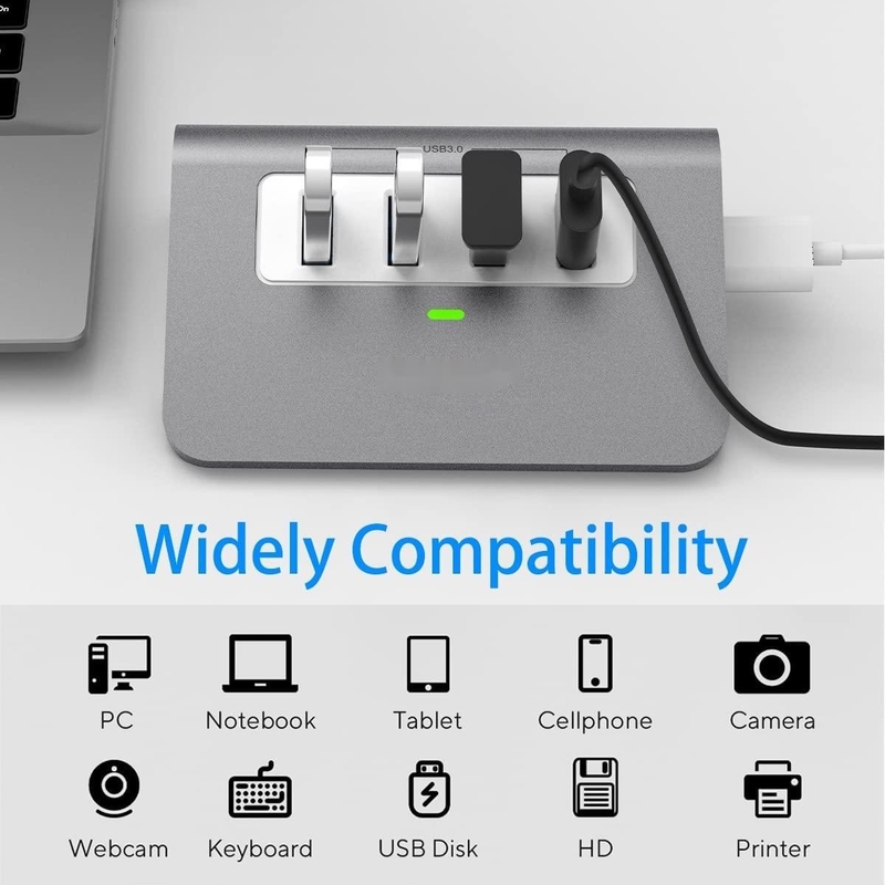 10 Portos USB C Hub Portátil USB C Hub Tipo C a 4 Portos USB A Para PC Tablet