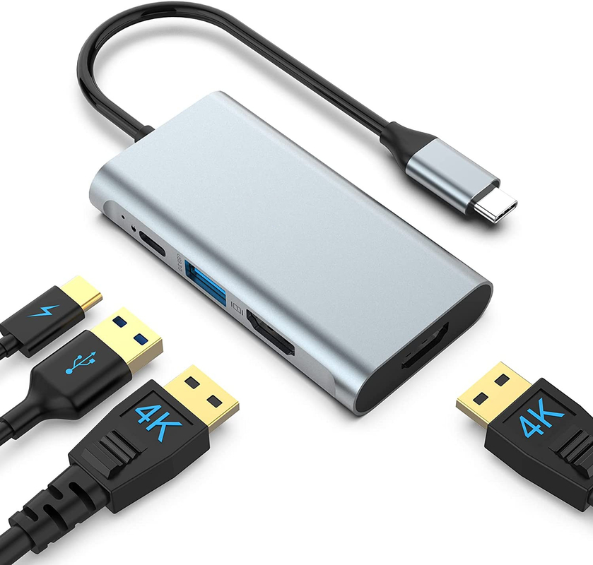 4 em 1 Adaptador USB C Dual HDMI para USB3.0 Thunder Port