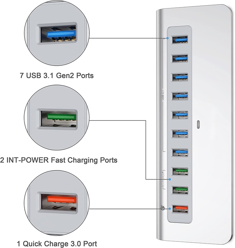 Velocidade de transferência de dados até 10/5Gbps Hub de conector USB-C com certificação CE
