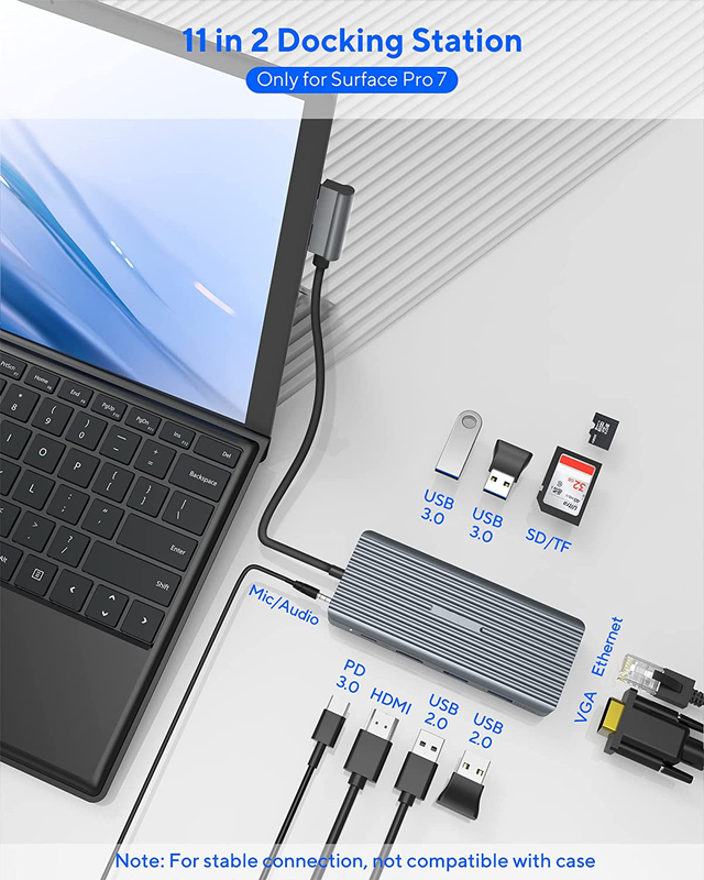 7 em 1 USB C Hub Dock Station Dual Com Card Reader Pro Pad Multi-Function Converter USB Hub Para Mac