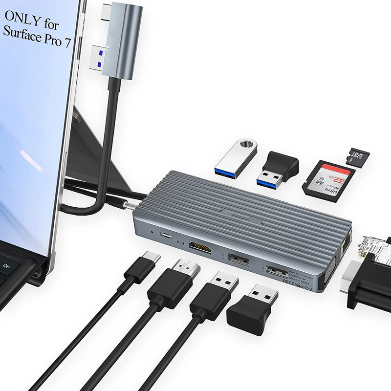 7 em 1 USB C Hub Dock Station Dual Com Card Reader Pro Pad Multi-Function Converter USB Hub Para Mac
