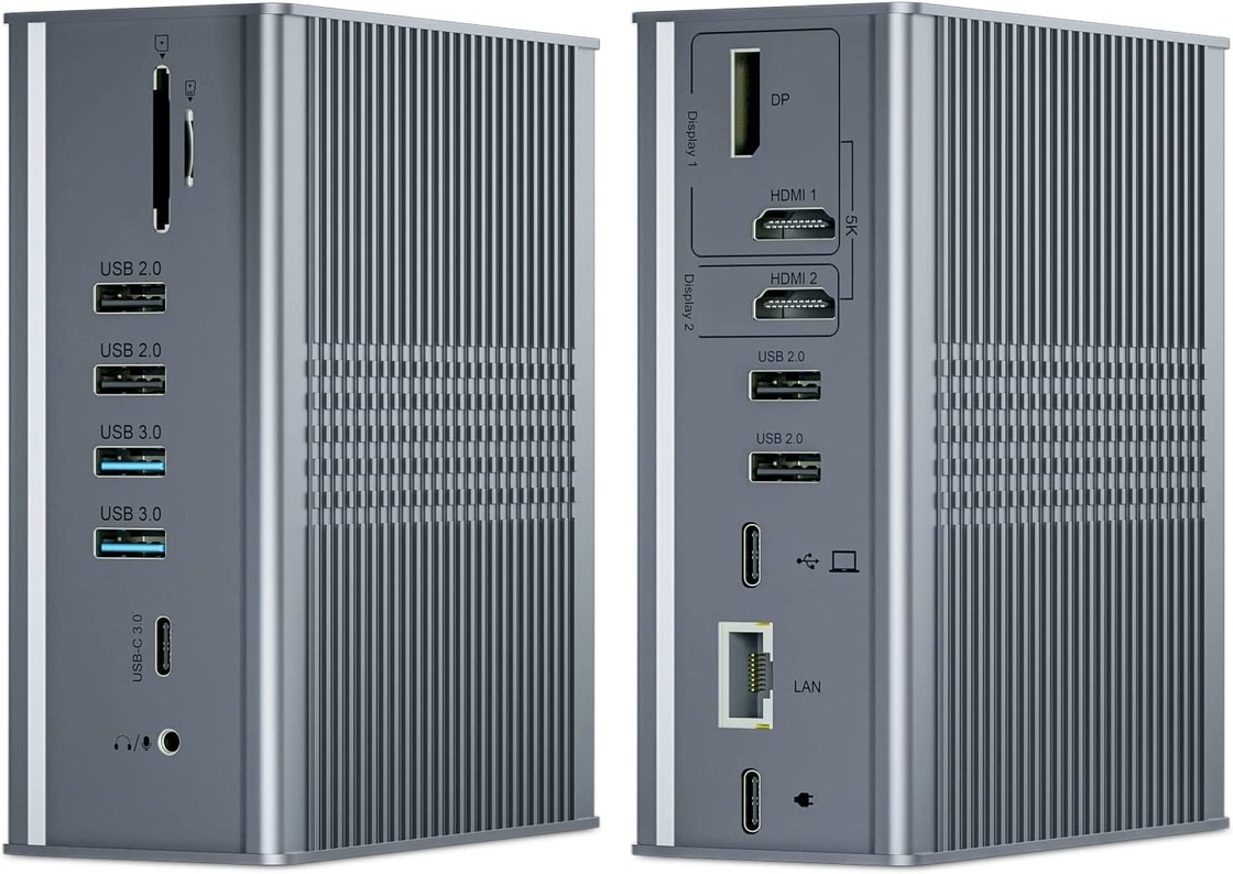 Portátil USB C Docking Station Triple Monitor 16-In-1 USB C Dock com Displaylink