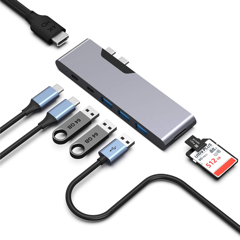 8 em 1 Dock Station Dual Usb C Adaptador de Energia Hub Card Reader Pro Pad Converter USB Hub For Mac