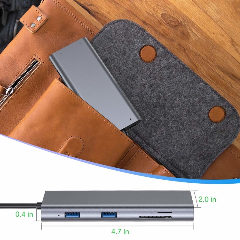 100 Watt Adaptador USB C Potência 5 em 1 USB 3.0 Hub Tipo C HDMI 4K 30Hz 5Gbps 100W PD Carregamento rápido