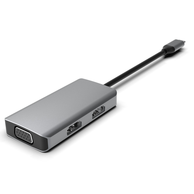 Conveniente Silver USB C Docking Station com Displaylink IC e portas USB 3.0