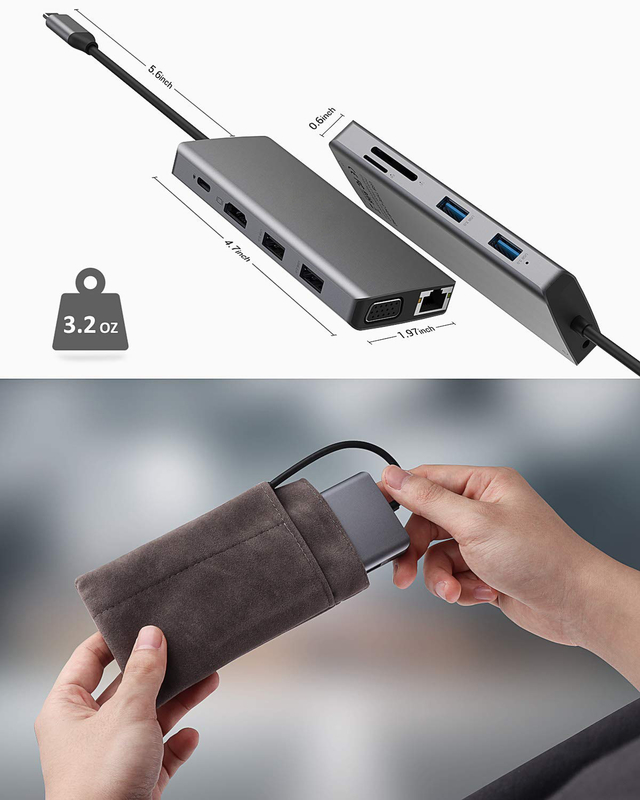 Adaptador USB C Rj45 12 em 1 USB C Hub Tipo-C para PD HDMI USB3.0 USB2.0 USB-C SD TF