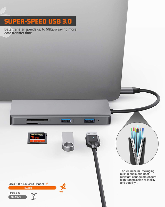 Adaptador USB C Rj45 12 em 1 USB C Hub Tipo-C para PD HDMI USB3.0 USB2.0 USB-C SD TF