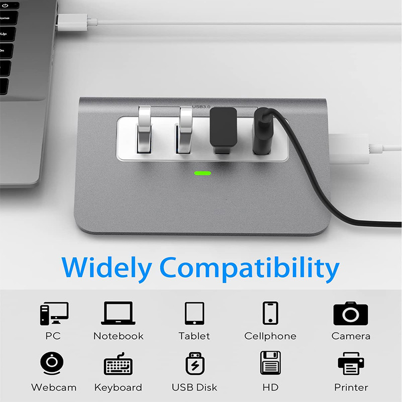 3.0 Extensor de 4 portas USB-C Adaptador Hub USB Dock HUB Splitter USB Dispositivo Universal Laptop