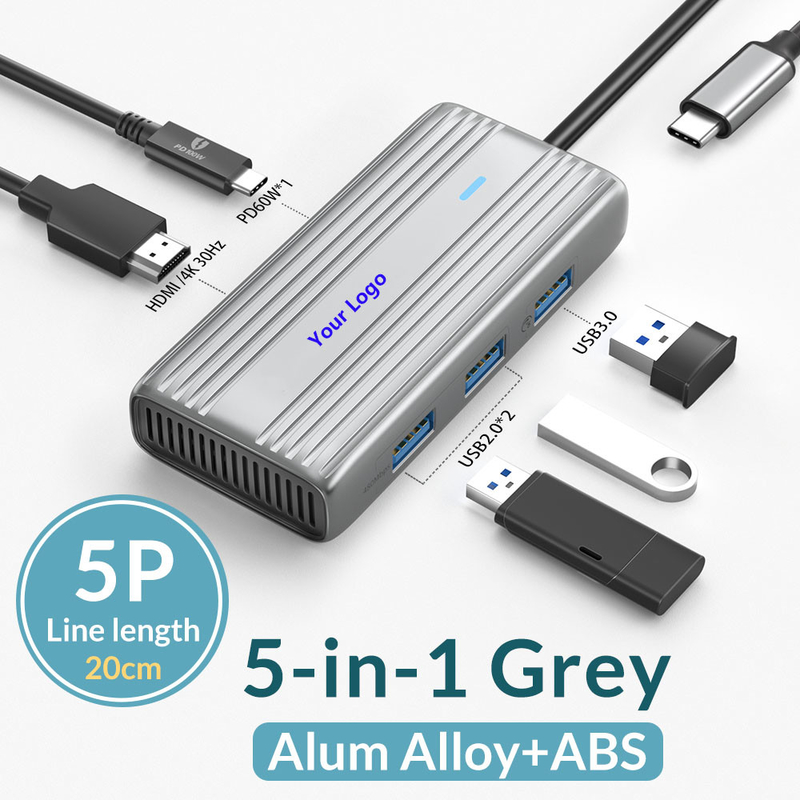 USB 3.1 10 em 1 Type-C Multiport Docking Station Hub com Gigabit Ethernet e 4K HD HDMI