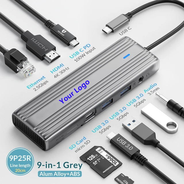 USB C Hub com HDMI 4K e USB 3.0 de alta velocidade Compatível com Windows Mac