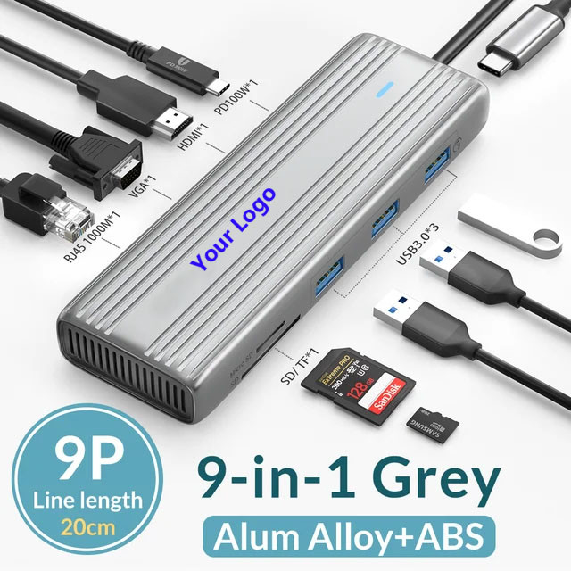 USB C Hub com HDMI 4K e USB 3.0 de alta velocidade Compatível com Windows Mac