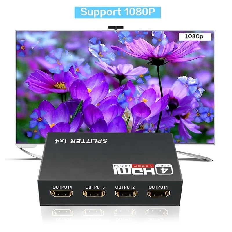 Professional HDMI Splitter 1x4 Full HD 3D 1080P 4 Portes Converter para TV Feminino-Feminino