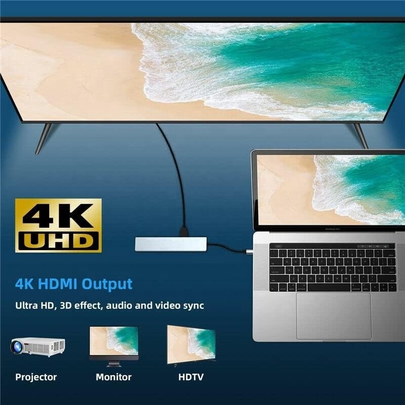 Adaptador multiporte versátil de 8 em 1 USB tipo C Hub para multitarefa e transferência de dados