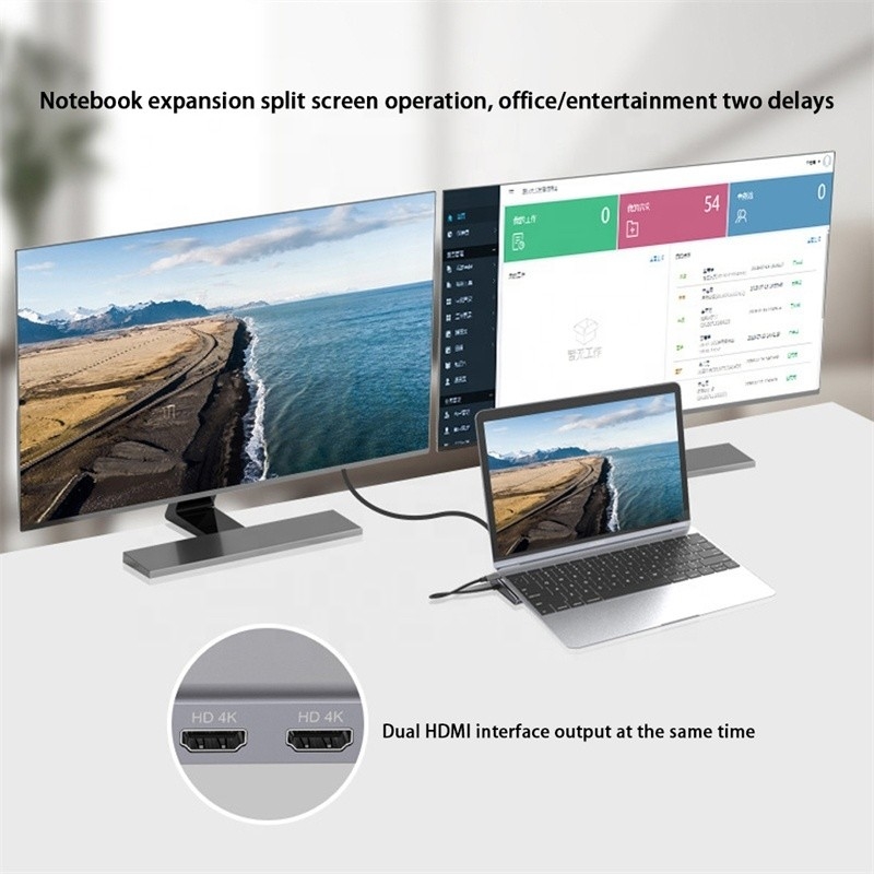 Estação de acoplagem USB-C Tipo-C 12 em 1 para transferência de dados de carregamento e função de alto-falante